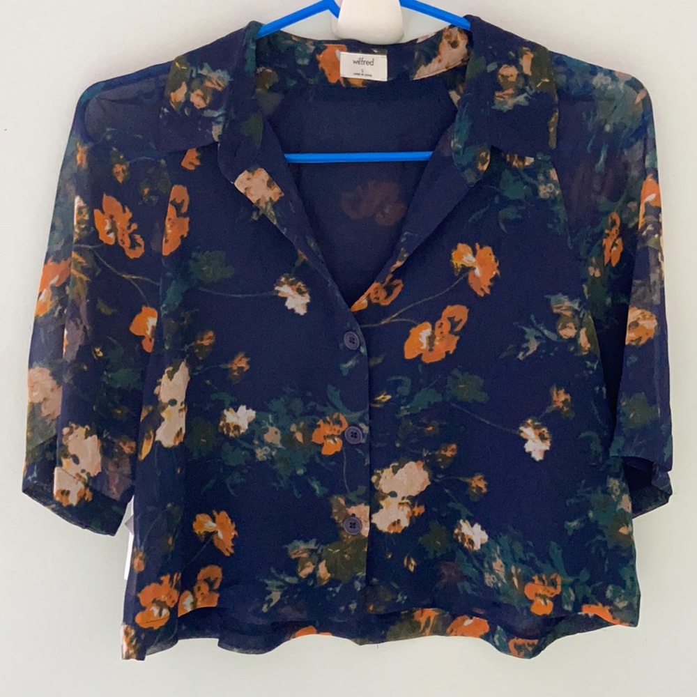 Aritzia Henrietta Cropped Top - Navy